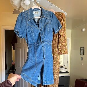 Madewell Denim Puff-Sleeve Mini Dress in Stonehaven Wash